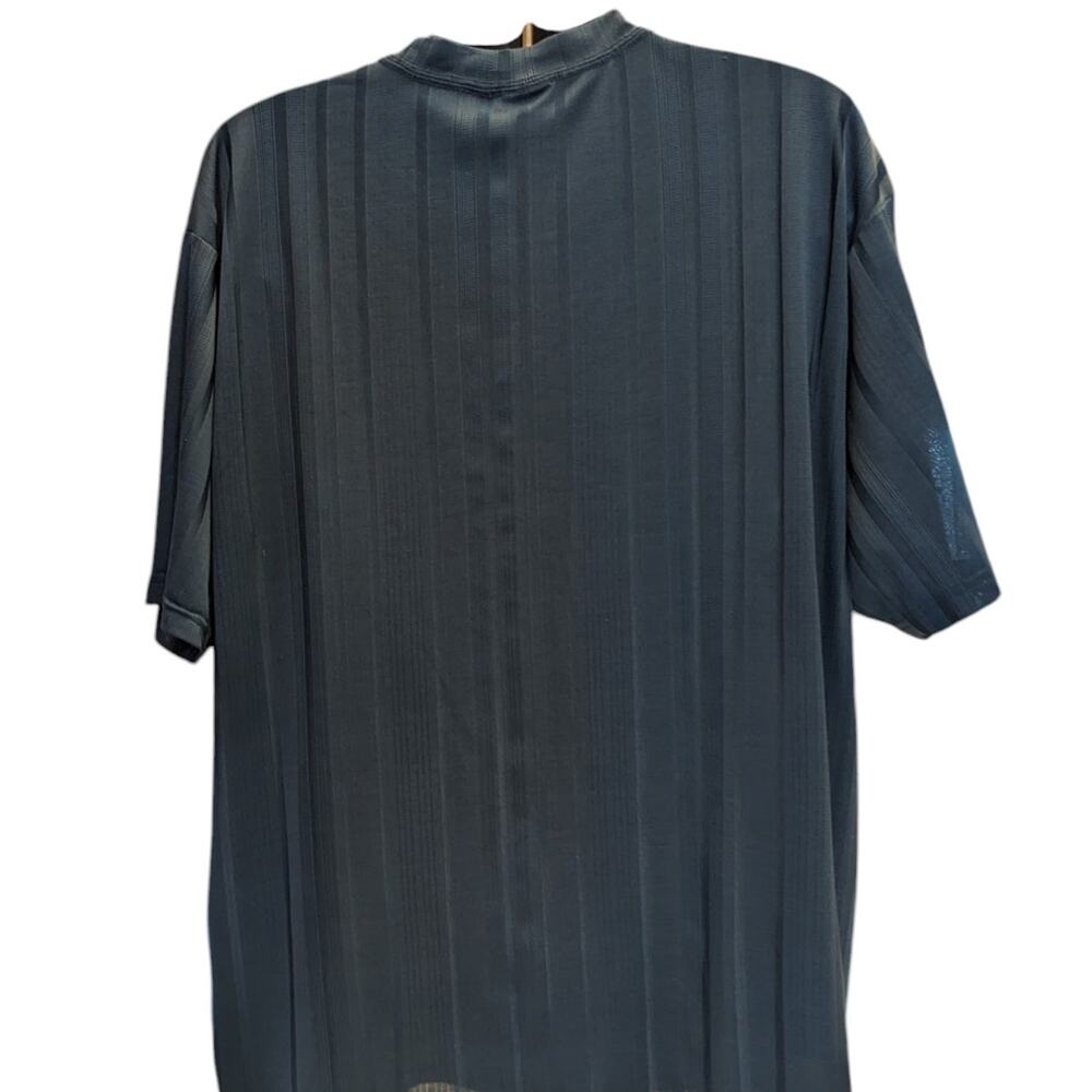 Stacy Adams Shirt Mens 3XLT Textured Blue Striped Short Sleeve Crew Neck